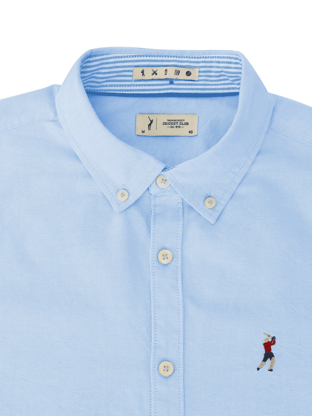 Thomas Scott Men SkyBlue Slim Fit Long Sleeves Button-Down Collar Solid Casual Shirt