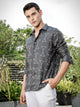Thomas Scott Men Charcoal Slim Fit Long Sleeve Geometric Print Casual Shirt
