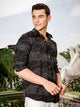 Thomas Scott Men Black Slim Fit Long Sleeve Abstract Print Casual Shirt