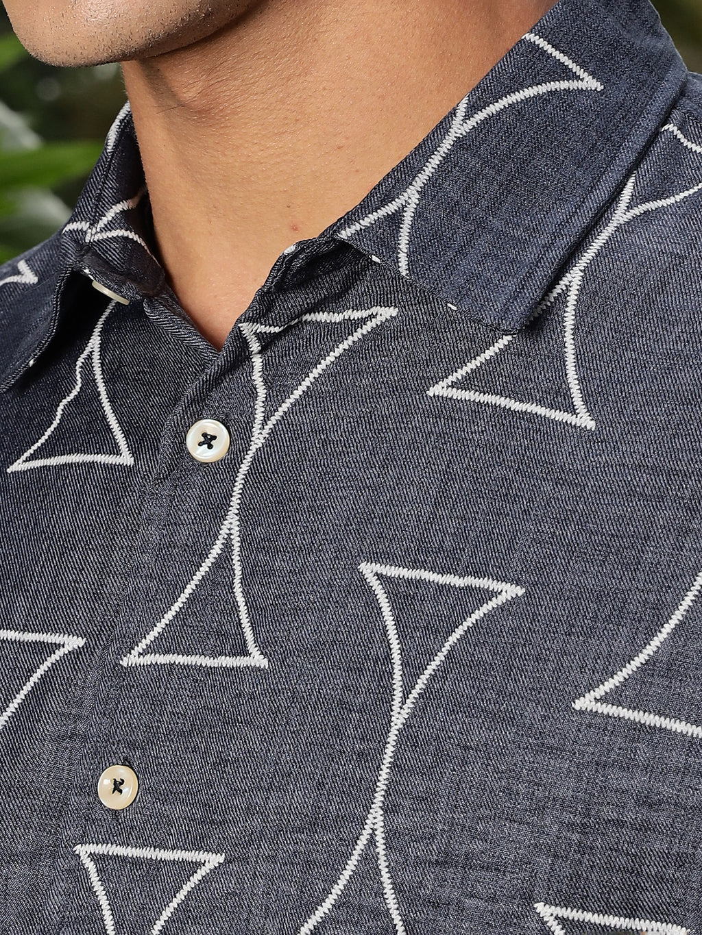 Thomas Scott Men Navy Slim Fit Long Sleeve Geometric Print Casual Shirt