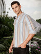 Thomas Scott Men Sky Blue Slim Fit Long Sleeve Multi Stripes Cotton Casual Shirt