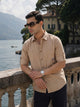 Thomas Scott Men Premium Khaki Slim Fit Long Roll-Up Sleeves Spread Collar Solid Cotton Casual Shirts