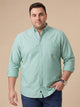 Green Plus Size Regular Fit Long Sleeves Button-Down Collar Solid Cotton Casual Shirt For Men