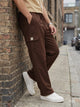 Brown Smart Easy Wash Relaxed Fit Mid-Rise Solid Woven Cargo Trouser For Men
