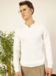 White Regular Fit Long Sleeves Textured Tshirt
