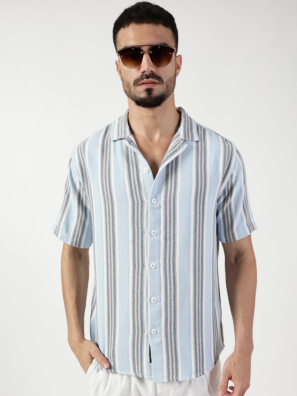 Thomas Scott Men Premium Slim Fit Opaque Striped Casual Shirt