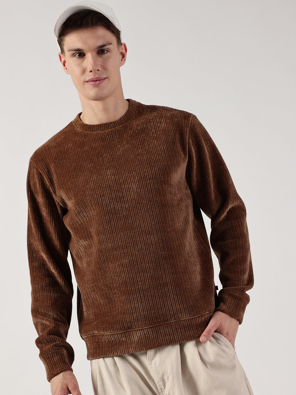 Brown Solid Anti Odour Sweatshirt