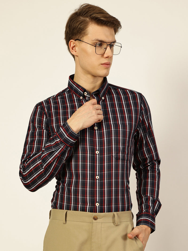 Thomas Scott Men Smart Tartan Checks Opaque Checked Formal Shirt