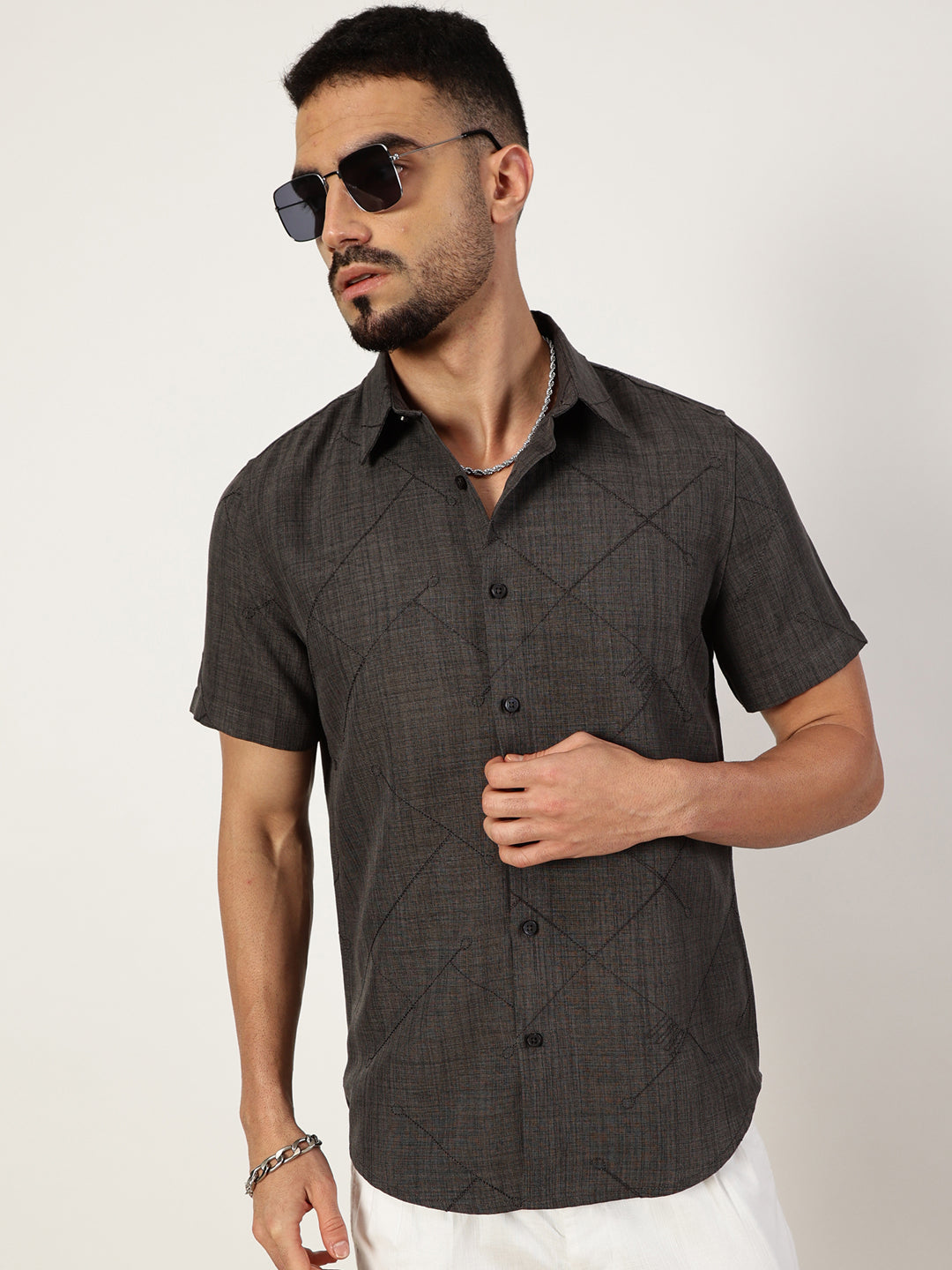 Thomas Scott Men Premium Slim Fit Opaque Casual Shirt
