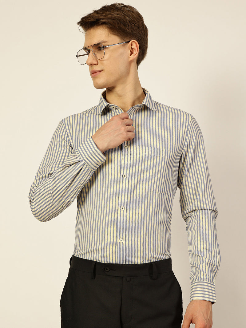 Thomas Scott Men Smart Pinstripes Opaque Striped Formal Shirt