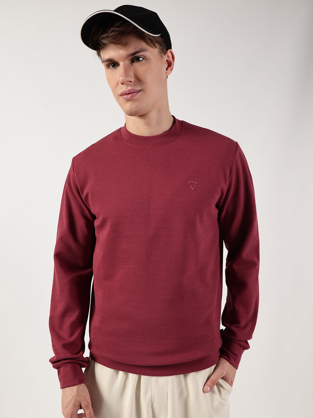 Thomas Scott Men Anti Odour Solid Round Neck Pullover Sweatshirt