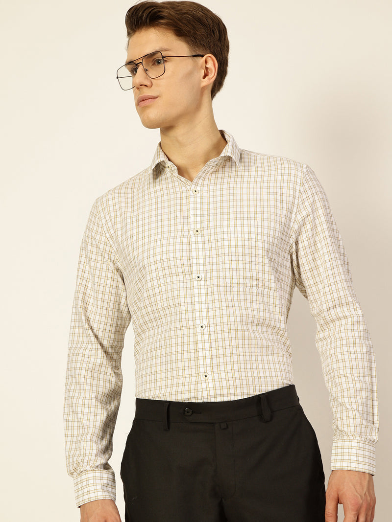 Thomas Scott Men Smart Shepherd Checks Opaque Checked Formal Shirt