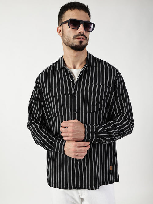 Thomas Scott Men Premium Slim Fit Opaque Striped Casual Shirt