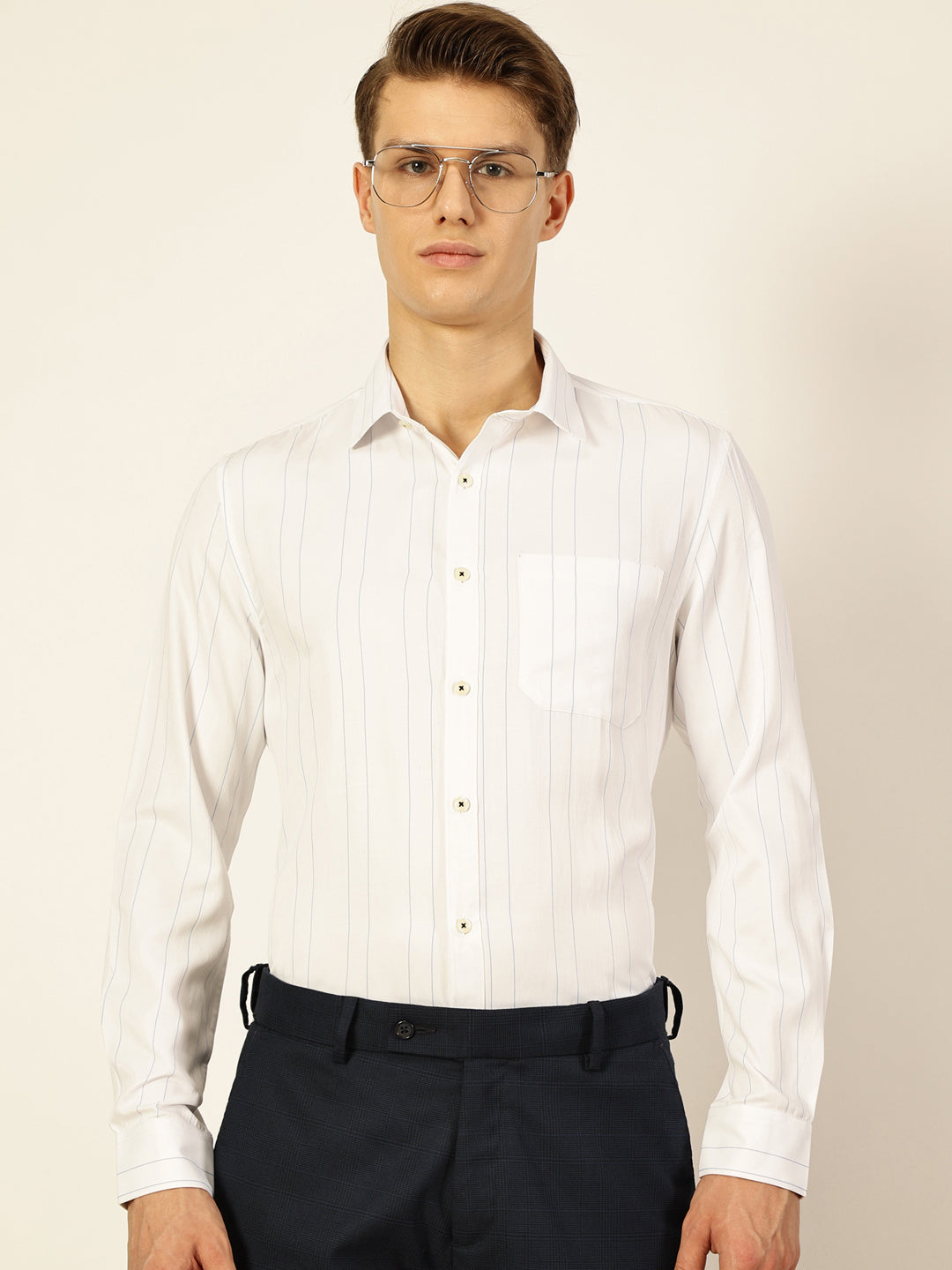 Thomas Scott Men Smart Opaque Striped Formal Shirt