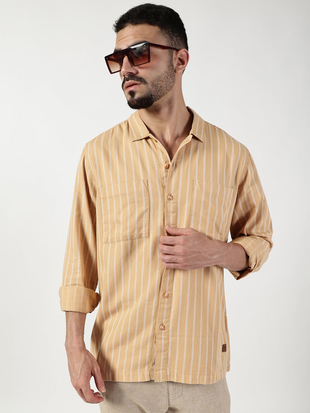 Thomas Scott Men Premium Slim Fit Opaque Striped Casual Shirt
