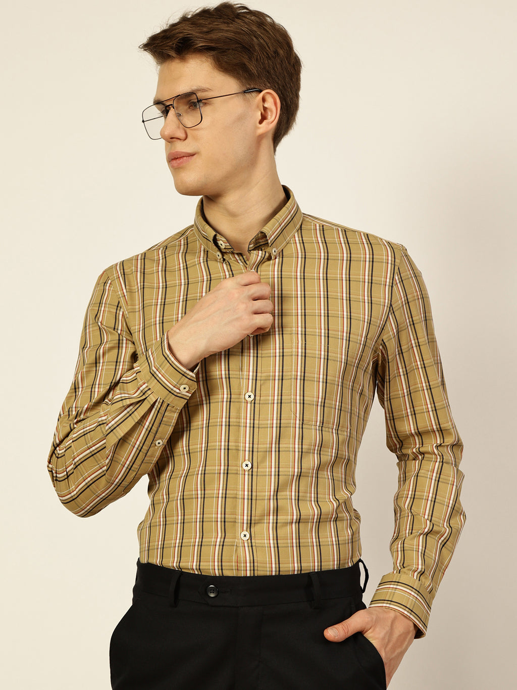 Thomas Scott Men Smart Tartan Checks Opaque Checked Formal Shirt