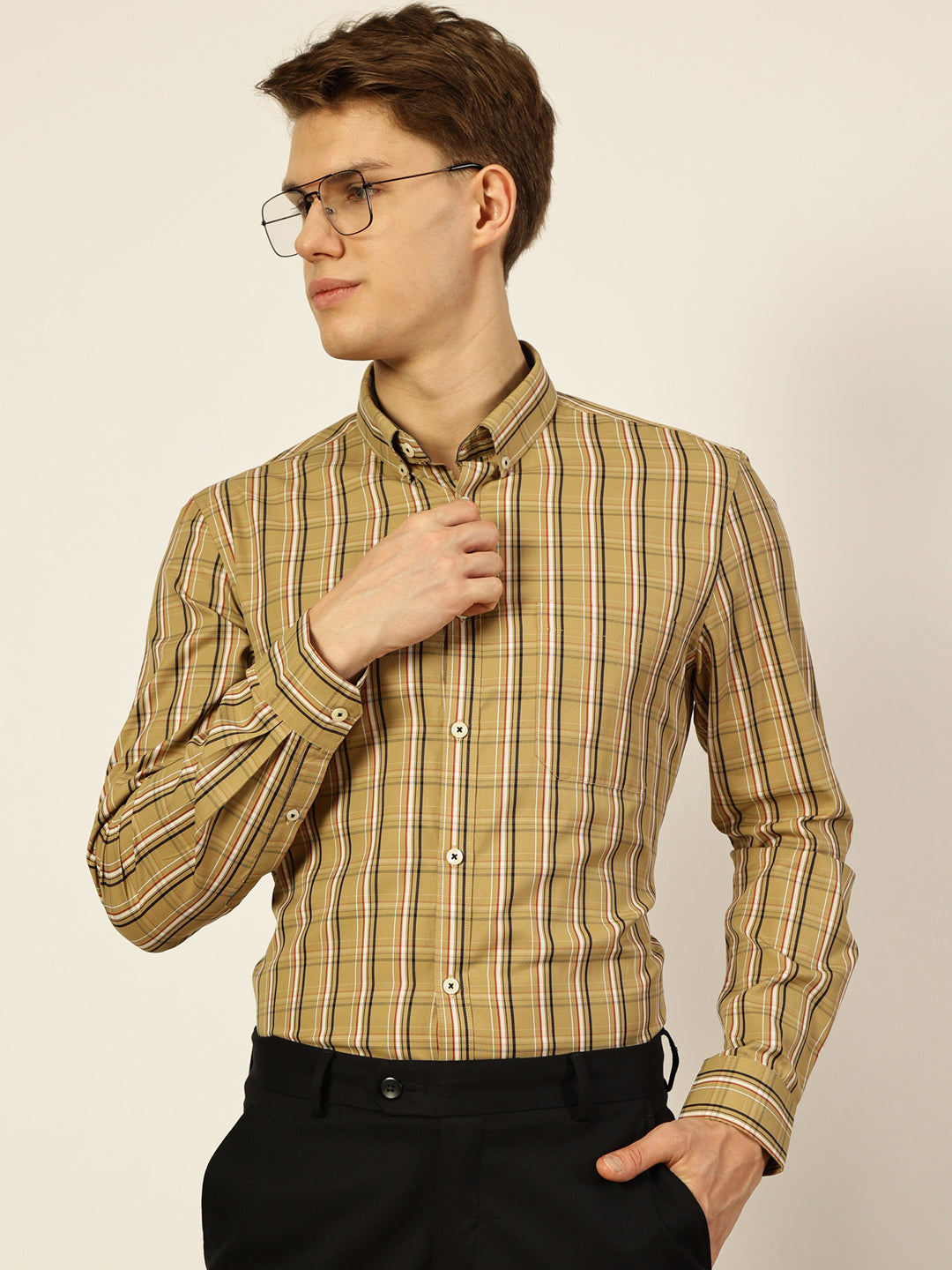 Thomas Scott Men Smart Tartan Checks Opaque Checked Formal Shirt