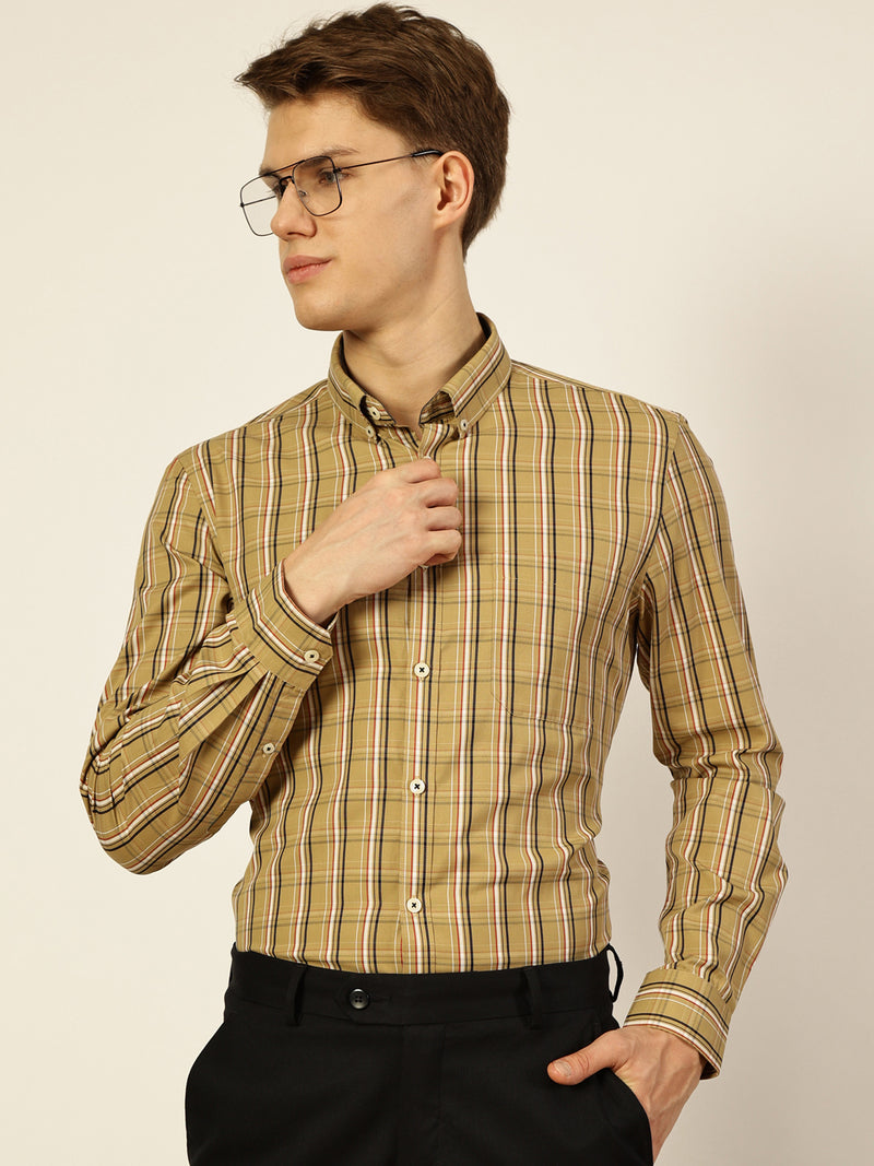 Thomas Scott Men Smart Tartan Checks Opaque Checked Formal Shirt