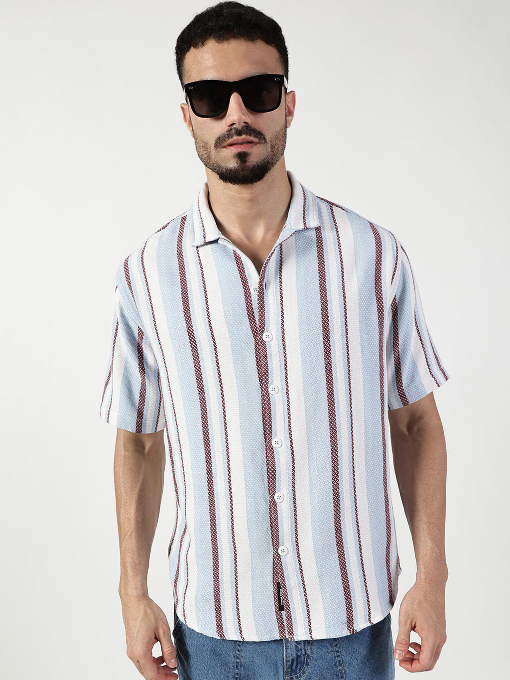 Thomas Scott Men Premium Slim Fit Opaque Striped Casual Shirt
