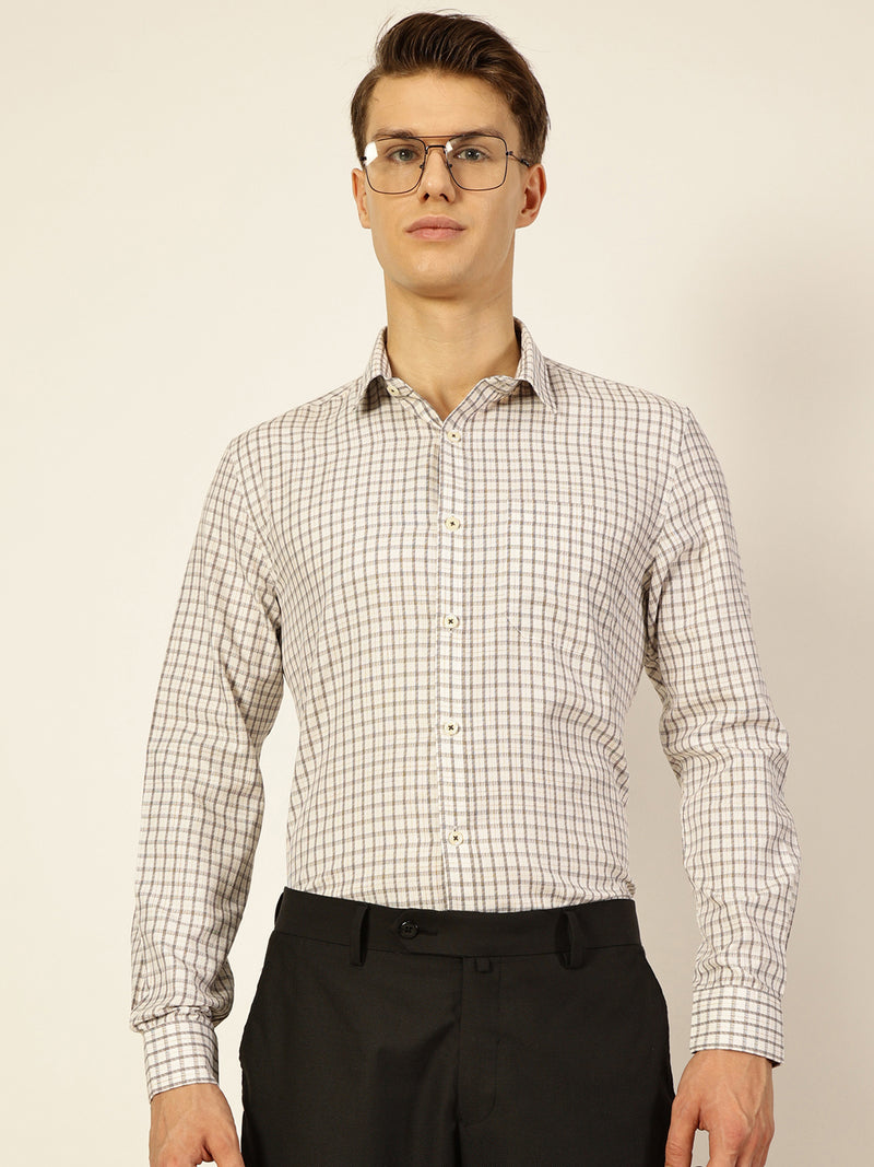 Thomas Scott Men Smart Tartan Checks Opaque Checked Formal Shirt