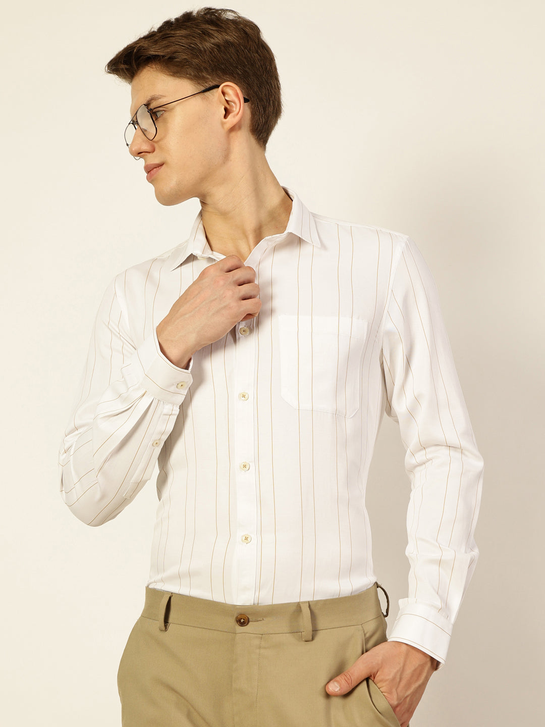 Thomas Scott Men Smart Opaque Striped Formal Shirt