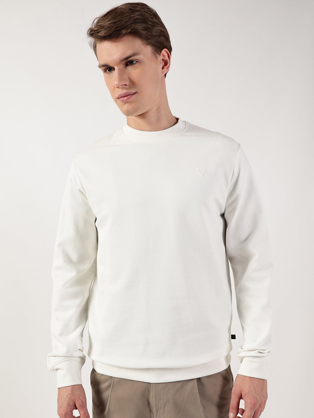 Thomas Scott Men Anti Odour Solid Round Neck Pullover Sweatshirt