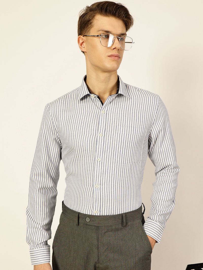 Thomas Scott Men Smart Opaque Striped Formal Shirt