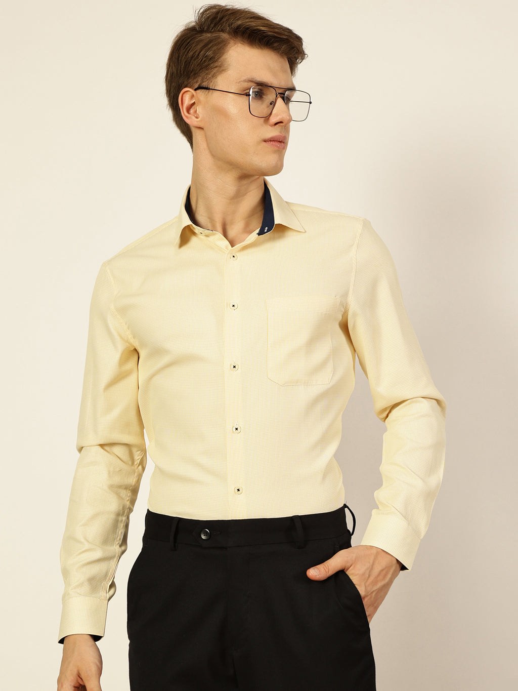 Thomas Scott Men Smart Micro Checks Opaque Checked Formal Shirt
