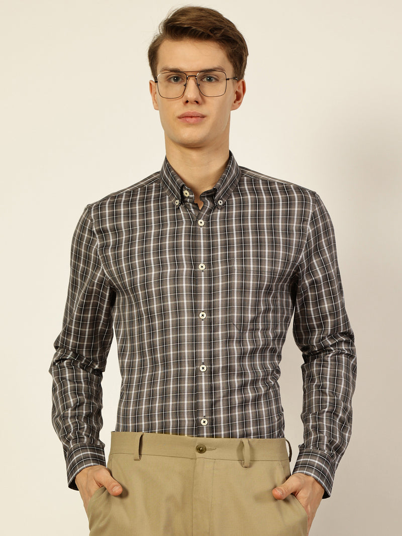 Thomas Scott Men Smart Tartan Checks Opaque Checked Formal Shirt