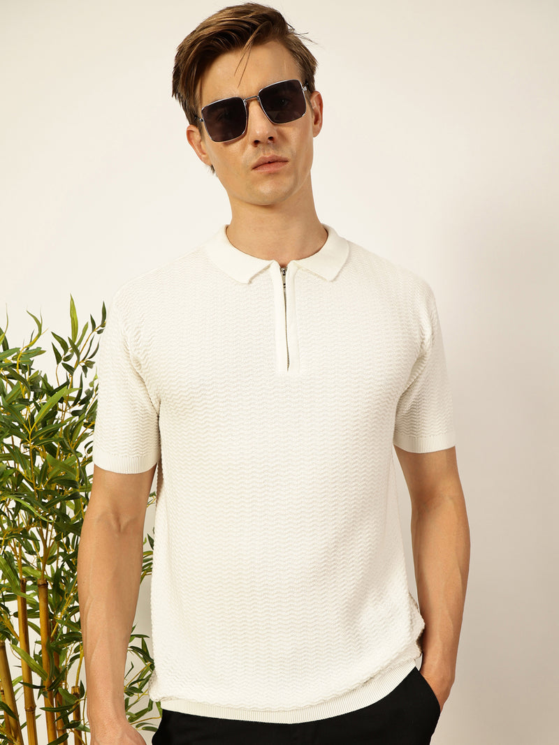 Thomas Scott Men Knit Polo Collar T-shirt