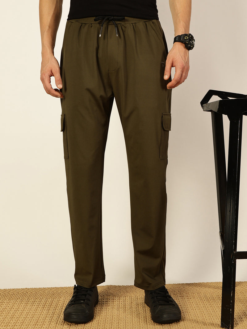 Thomas Scott Men Olive Mid-Rise Regular Fit Track Pant
