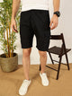 Navy Mid-Rise Regular Fit Solid Woven Cargo Shorts For Men