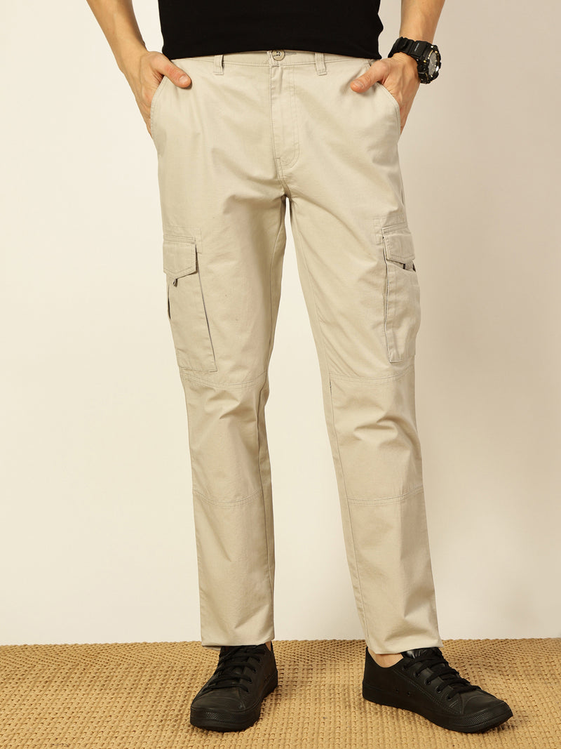 Thomas Scott Men Smart Cotton Regular Fit Cargos Trousers