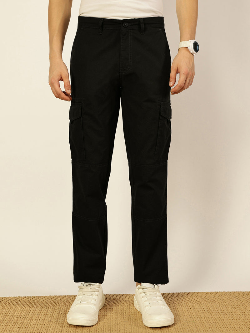 Thomas Scott Men Smart Straight Fit Easy Wash Cotton Cargo Trouser