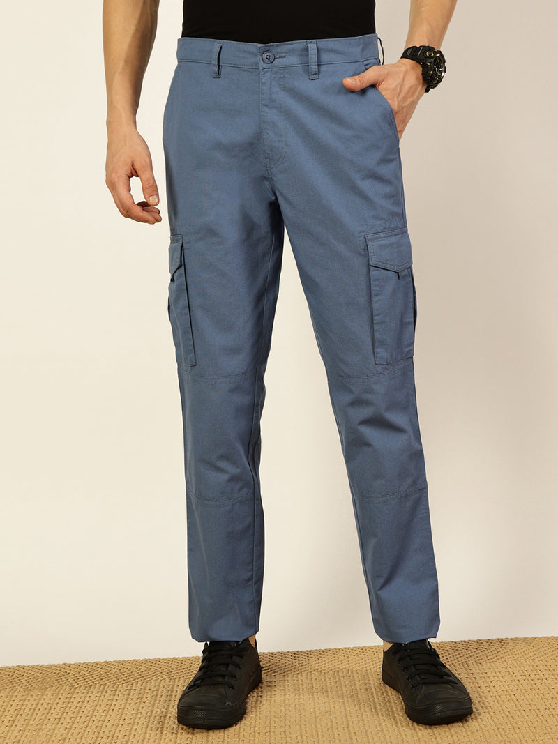 Thomas Scott Men Smart Straight Fit Easy Wash Cotton Cargo Trouser