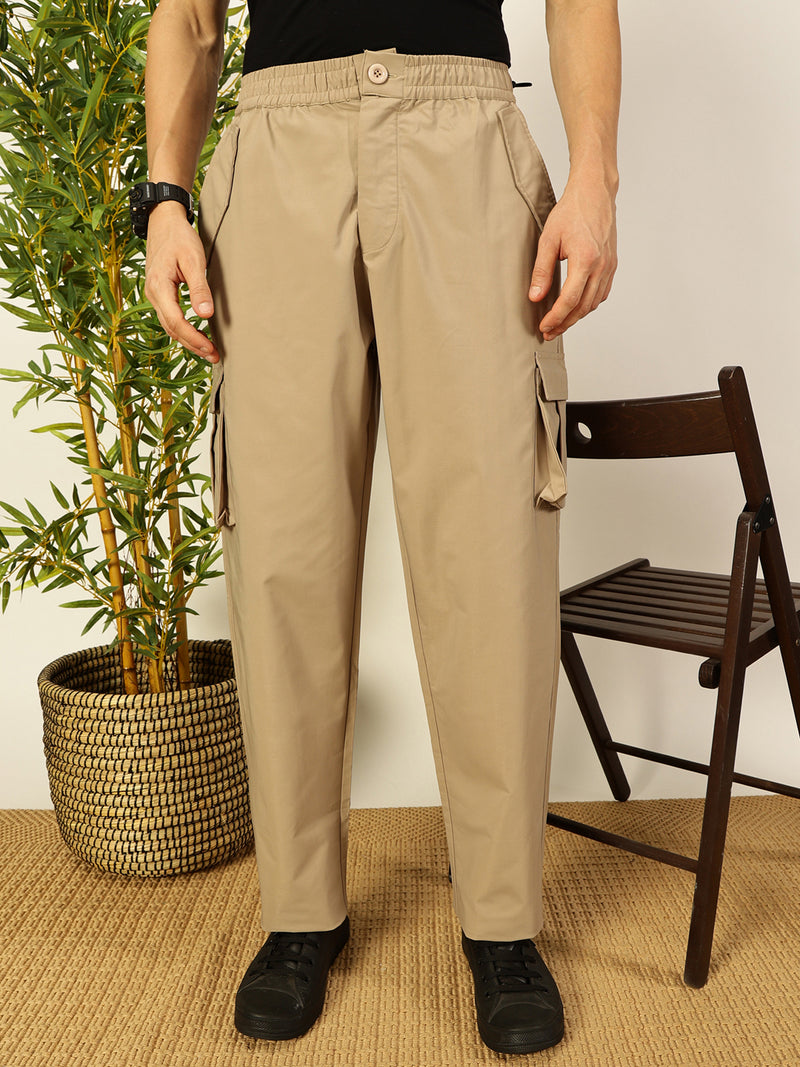 Thomas Scott Men Smart Loose Fit Easy Wash Cargos Trousers