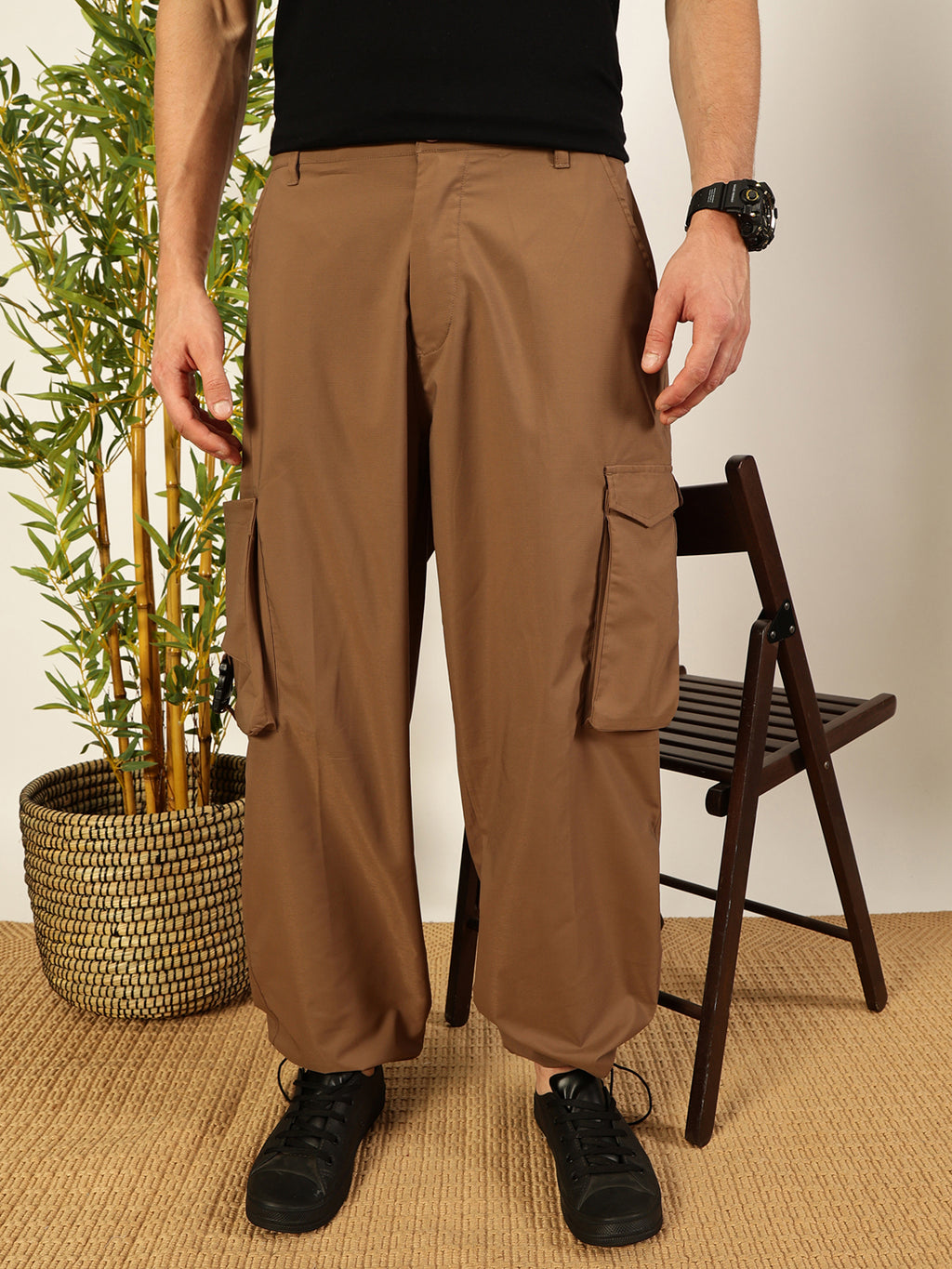 Thomas Scott Men Classic Loose Fit Cargos Trousers
