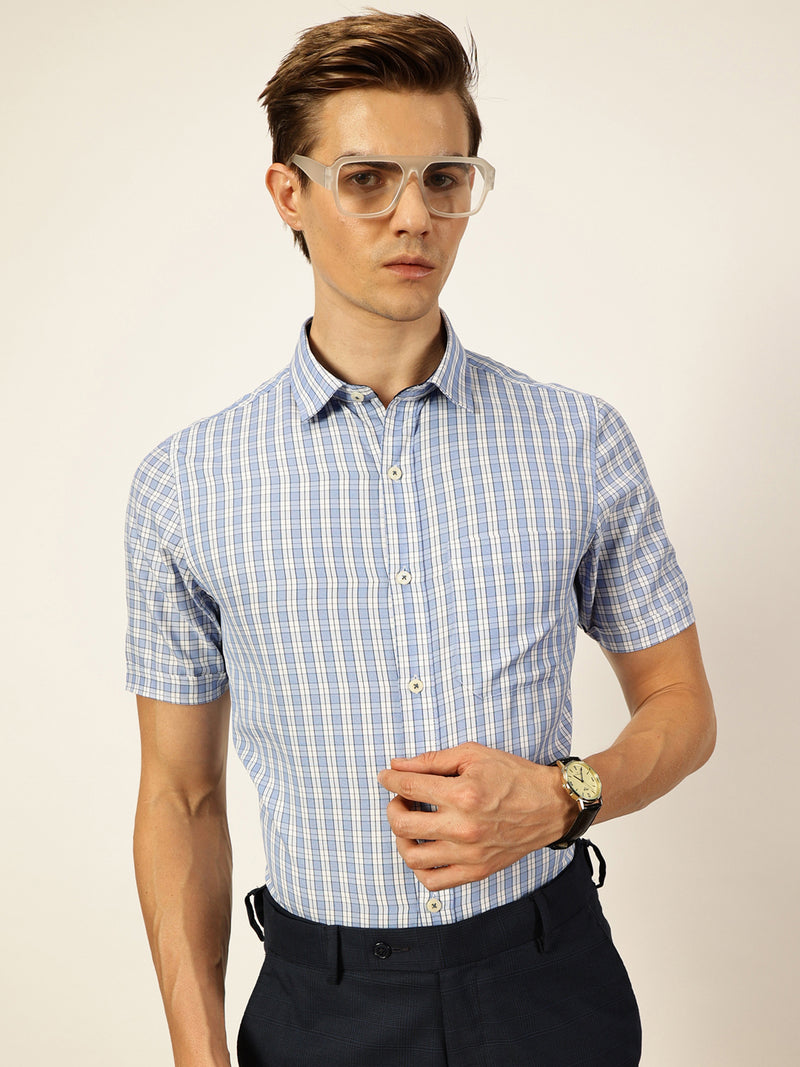 Thomas Scott Men Smart Tartan Checks Opaque Checked Formal Shirt