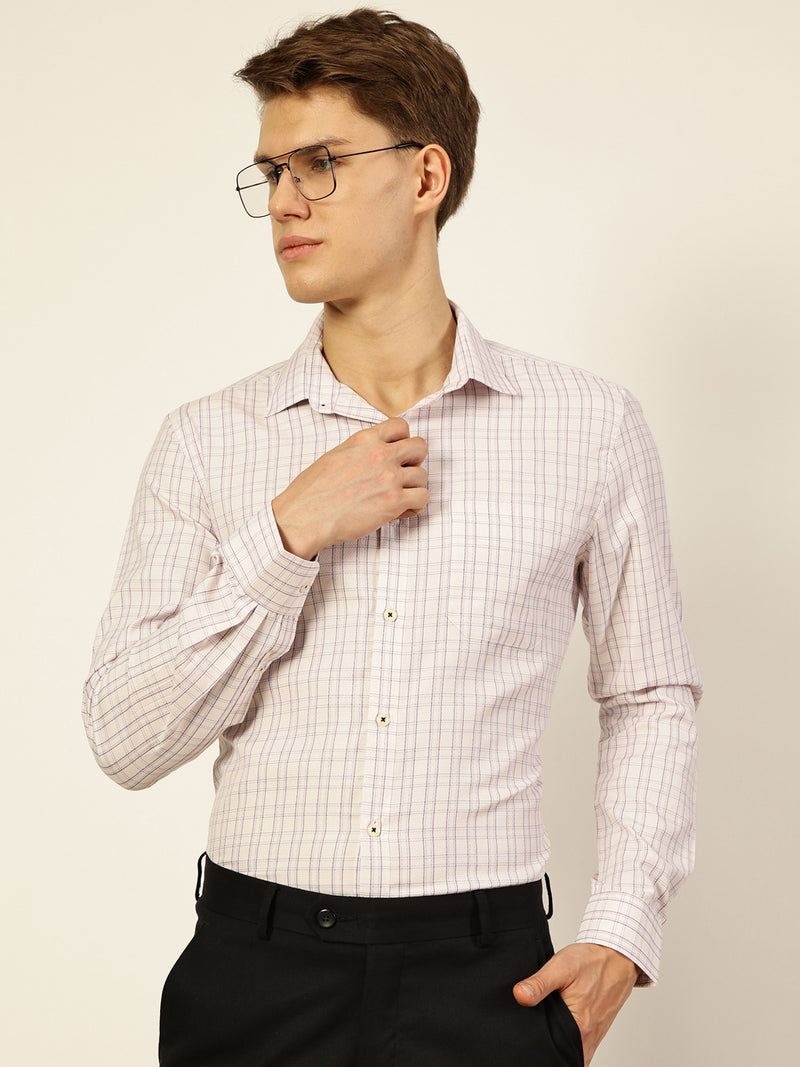 Thomas Scott Men Smart Windowpane Checks Opaque Checked Formal Shirt