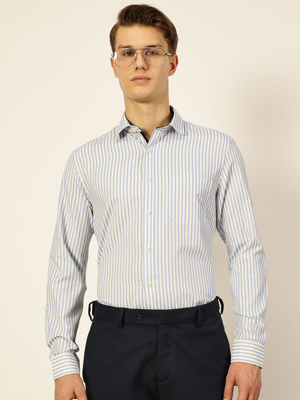 Thomas Scott Men Smart Opaque Striped Formal Shirt