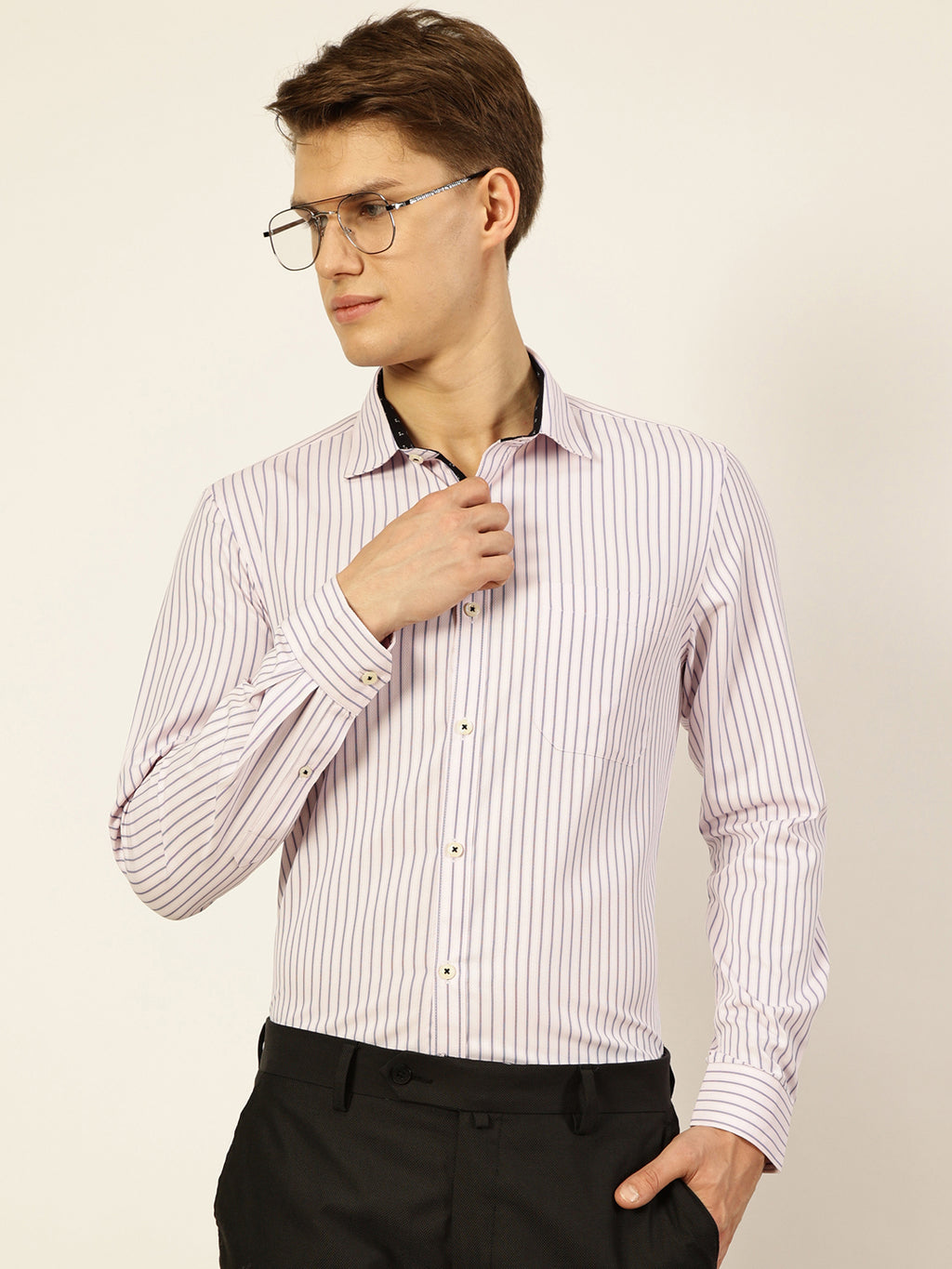 Thomas Scott Men Smart Opaque Striped Formal Shirt