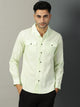 Thomas Scott Men Classic Cuban Collar Cotton Linen Casual Shacket