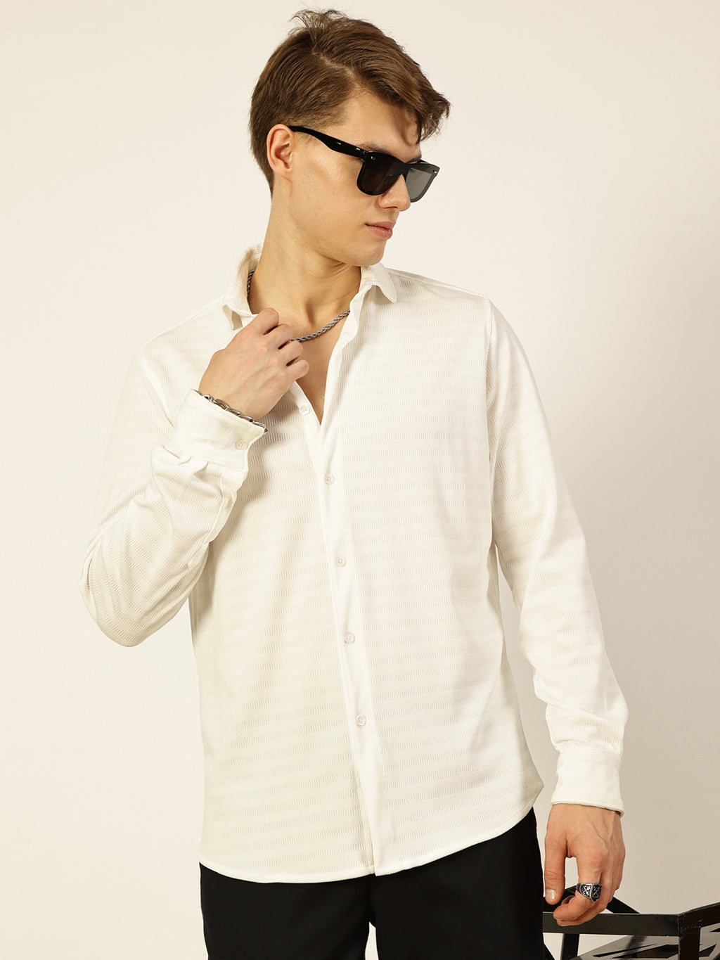 Thomas Scott Men Premium Horizontal Stripes Opaque Casual Shirt
