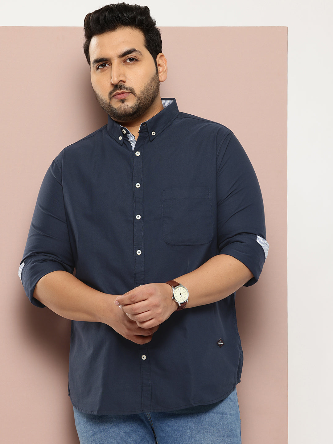 Thomas Scott Men Plus Size Relaxed Pure Cotton Casual Shirt