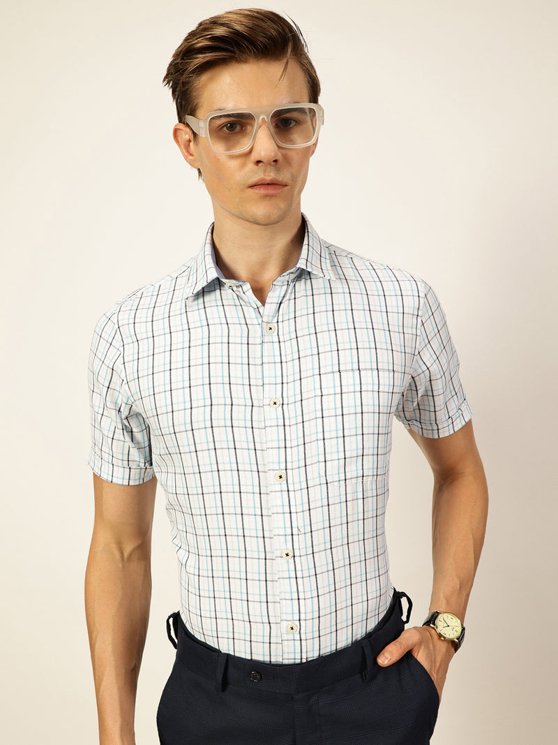 Thomas Scott Men Smart Tartan Checks Opaque Checked Formal Shirt