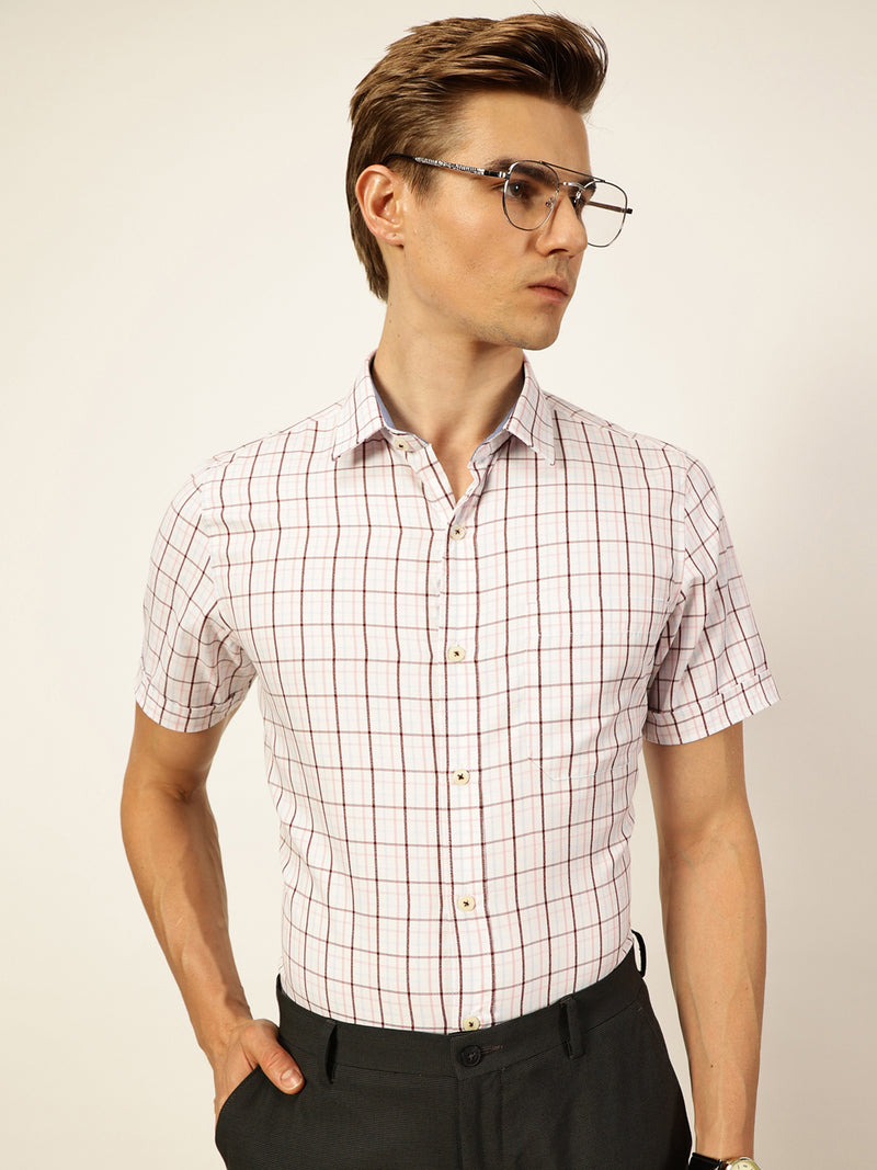 Thomas Scott Men Smart Tartan Checks Opaque Checked Formal Shirt