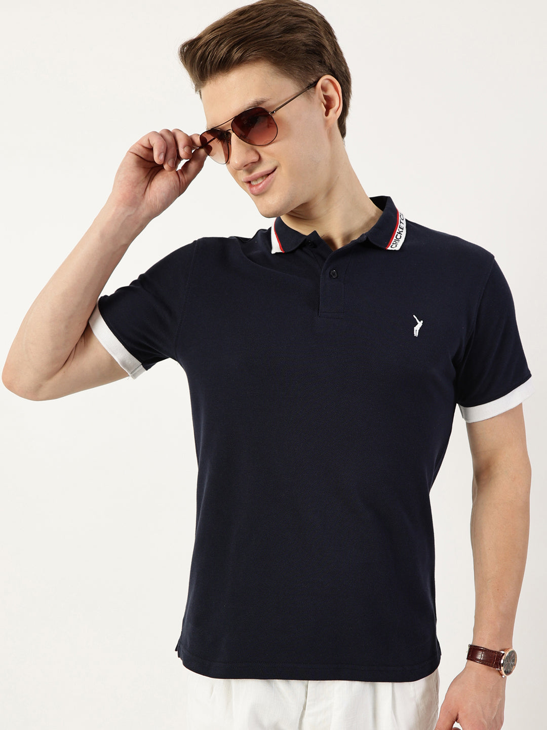 Thomas Scott Men Navy Polo Collar T-shirt