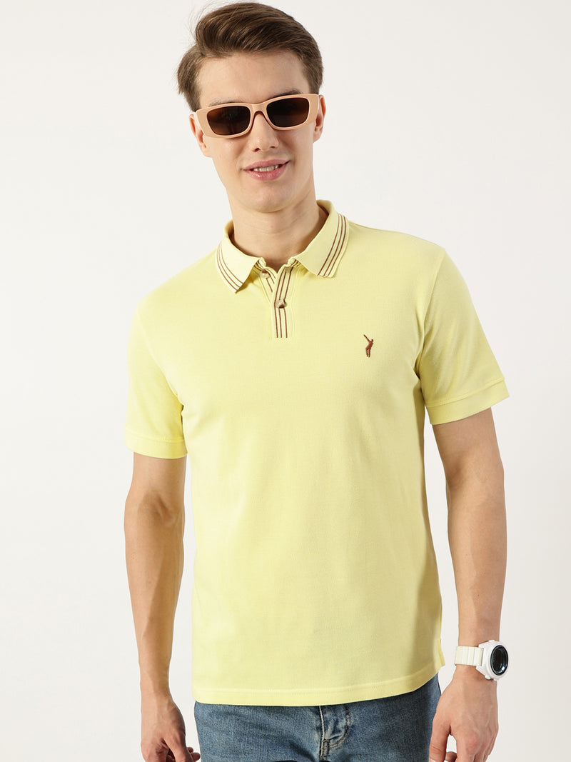 Thomas Scott Men Light Yellow Polo Collar T-shirt