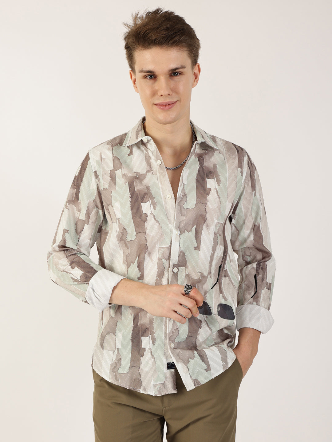 Thomas Scott Men Pista Premium Slim Fit Opaque Printed Casual Shirt