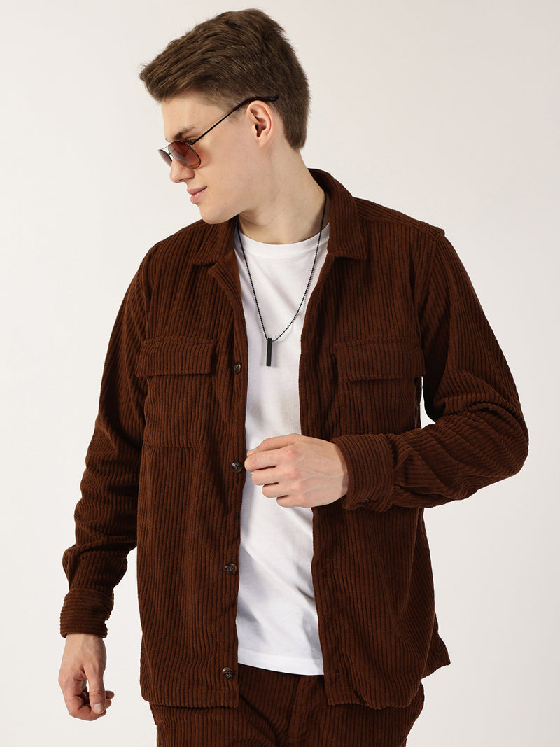 Thomas Scott Men Brown Premium Opaque Casual Shirt